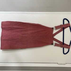 Blush pink slight corduroy overall dress. Fits from XS-M